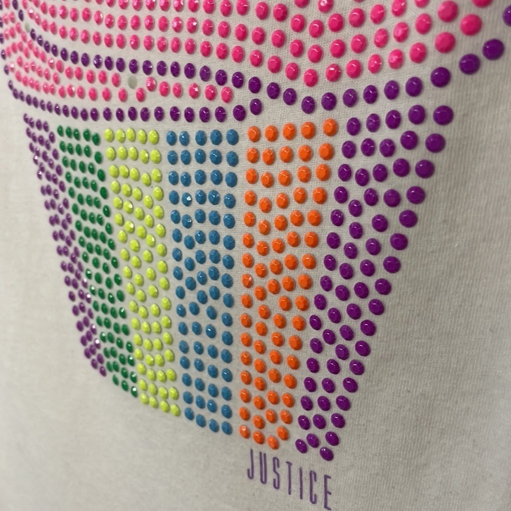 Justice Girls' short sleeve Tee, 14, raised colorful cupcake 'beads' good cond. - Picture 4 of 6